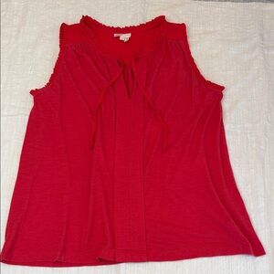 Meadow Rue anthropologie Red Sleeveless Ruffle Tie Neck Top small